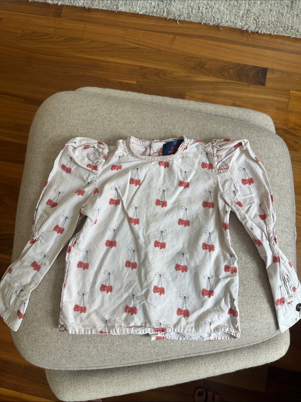 Girls' Pink Cherry-Print Long Sleeve Top